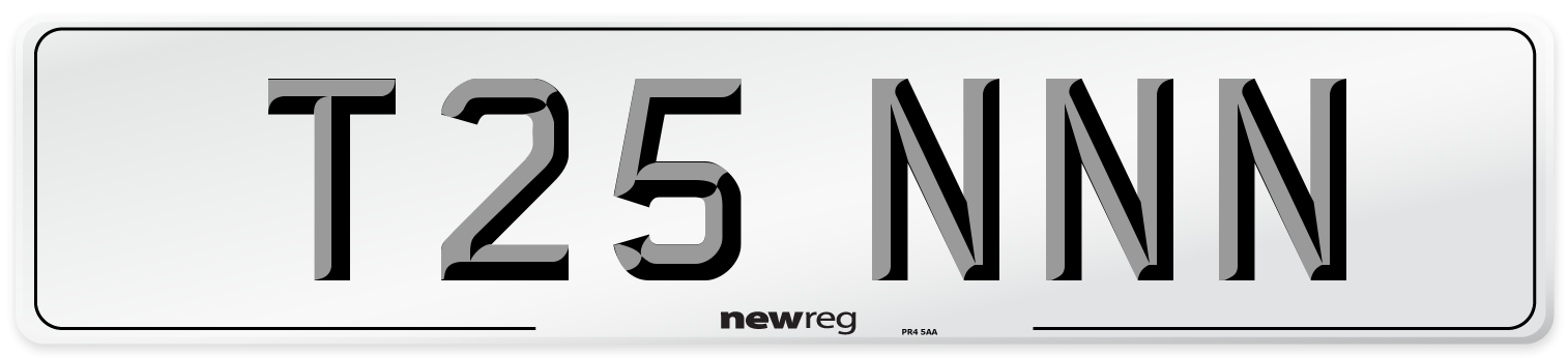 T25 NNN Number Plate from New Reg
